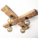 Ver imagem 1 de Luminária Lustre Pendente Rústico Retro Madeira 65x65cm