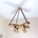 Ver imagem 5 de Luminária Lustre Pendente Rústico Retro Madeira 65x65cm