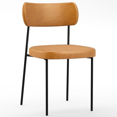 Cadeira Decorativa Estofada para Sala de Jantar Melina F01 Couríssimo Whisky - Lyam Decor