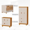 Ver imagem 2 de Quarto de Bebê Completo Berço 2 em 1, Cômoda e Guarda Roupa MDF Apolo Reller Areia Fosco/Savana