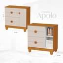 Ver imagem 4 de Quarto de Bebê Completo Berço 2 em 1, Cômoda e Guarda Roupa MDF Apolo Reller Areia Fosco/Savana