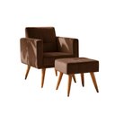 Ver imagem 6 de Poltrona Decorativa com Puff Pequim Veludo Confortável Marrom Matrix