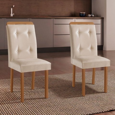 Conjunto com 2 Cadeiras Celine Madeira Moderna Mobília