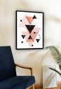 Ver imagem 2 de Quadro Decorativo Abstrato Triângulos Pirâmides Rosê-70x50cm:moldura Preta