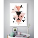 Ver imagem 1 de Quadro Decorativo Abstrato Triângulos Pirâmides Rosê-70x50cm:moldura Preta