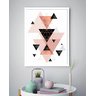 Quadro Decorativo Abstrato Triângulos Pirâmides Rosê-70x50cm:moldura Preta - 1