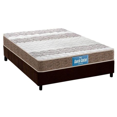 Cama Box Casal: Colchão Espuma Probel D33/EP Guarda Costas Próintense Double Face + Base CRC Suede