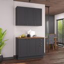 Ver imagem 1 de Armário de Cozinha Modulada Compacta Nara 100% MDF 2 Peças 6 Portas 2 Gavetas Tampo Rodapé Chumbo