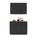 Ver imagem 3 de Armário de Cozinha Modulada Compacta Nara 100% MDF 2 Peças 6 Portas 2 Gavetas Tampo Rodapé Chumbo