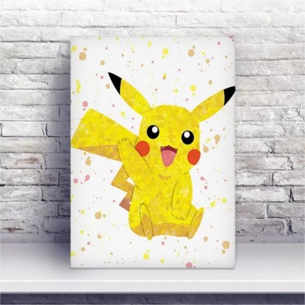 Tecido Pokemon Pikachu Fundo Amarelo - 140 cm X 30 cm.