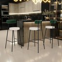 Ver imagem 2 de Kit 02 Banquetas Alta Bar Cozinha Sala De Jantar Milão L02 Facto Verde Musgo Linho Cru - Lyam Decor