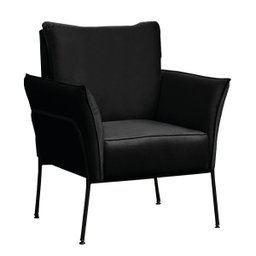 Poltrona Decorativa para Sala Recepção Lotus Suede Preto com Base Preta - Star Confort Poltrona Lotu - 1