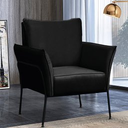 Poltrona Decorativa para Sala Recepção Lotus Suede Preto com Base Preta - Star Confort Poltrona Lotu - 2