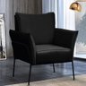 Poltrona Decorativa para Sala Recepção Lotus Suede Preto com Base Preta - Star Confort Poltrona Lotu - 2