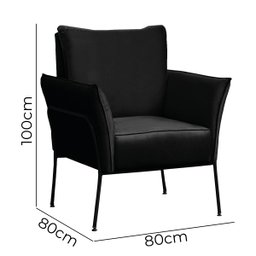 Poltrona Decorativa para Sala Recepção Lotus Suede Preto com Base Preta - Star Confort Poltrona Lotu - 3