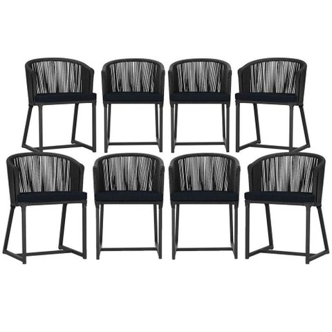 8 Cadeiras de Jantar Área Noronha Preta E12 Trama Original Preto