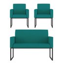 Ver imagem 1 de Kit 2 Poltronas + Namoradeira 2 Lugares para Recepção Azul Turquesa
