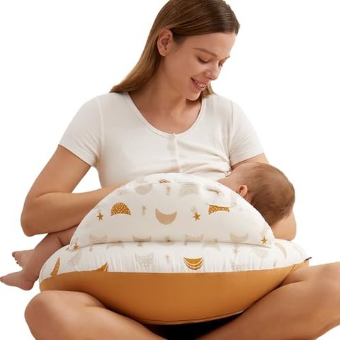 Momcozy Travesseiro de Amamentação Tamanho Padrão com Capa Algodão - Céu Estrelado