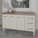 Ver imagem 2 de Balcão Gabinete Armário Cozinha Carine Savana Off White com Tampo Tampão 140 Cm Mobília Decor Savana