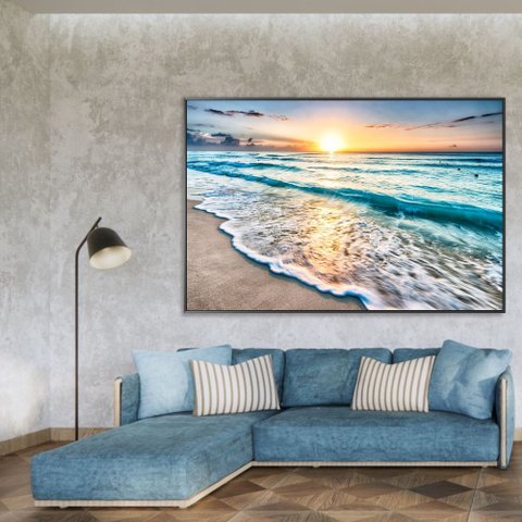 Quadro Decorativo Praia e Sol Sala Quarto Casa Escritório