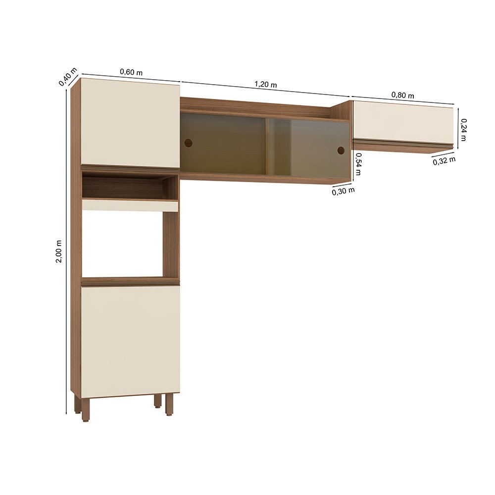 Cozinha Compacta Porto com Nicho Para Micro-ondas 5 portas Poliman Móveis - 4