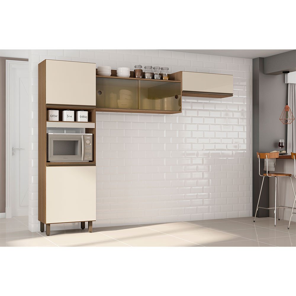 Cozinha Compacta Porto com Nicho Para Micro-ondas 5 portas Poliman Móveis - 2