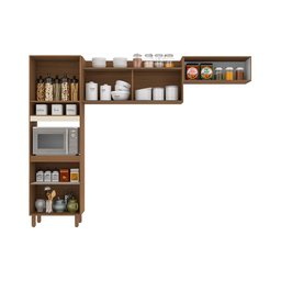 Cozinha Compacta Porto com Nicho Para Micro-ondas 5 portas Poliman Móveis - 3 Cozinha Compacta Porto com Nicho Para Micro-ondas 5 portas Poliman Móveis - 3