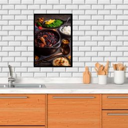 Quadro Cozinha Fotografia Feijoada 33x24cm - com Vidro:moldura Preta - 1