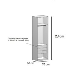 Guarda Roupa Modular 2 Portas com Gavetas 70 Cm Altezza Trend Belmax:freijó - 4