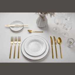 Jogo 6un Garfos Sobremesa Inox Dourado Luxe Gold Mesa Posta - 5