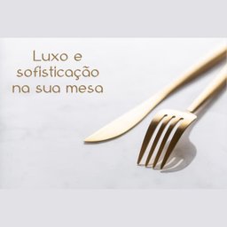Jogo 6un Garfos Sobremesa Inox Dourado Luxe Gold Mesa Posta - 2