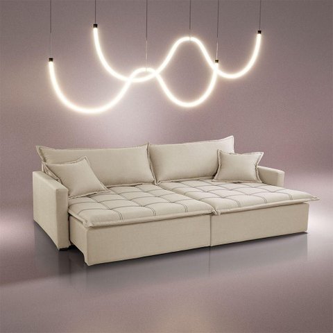 Sofá Cama Flora 02 Módulos de 80cm Br 15cm Meu Sofá Online A294 Linho Creme