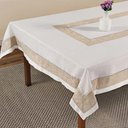 Ver imagem 1 de Toalha de Mesa Quadrada 220x220cm 9019-1 - Rafimex Branco/bege