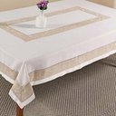 Ver imagem 3 de Toalha de Mesa Quadrada 220x220cm 9019-1 - Rafimex Branco/bege