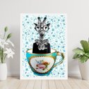 Ver imagem 2 de Quadro Decorativo Cozinha Vintage - Girafa Xícara 24x18cm - com Vidro:moldura Preta