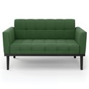 Ver mais imagens de Sofá Namoradeira e 1 Poltrona Base Madeira Preto Ana Suede Verde - Ibiza