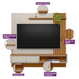 Painel Home / Rack Ripado Linea Sevilha Nature / Off White (6069-207039) Linea Brasil - 5