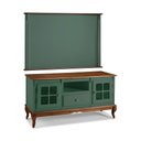 Ver imagem 1 de Conjunto Rack 60811 + Painel 50513 para Sala Pés Luiz Xv 1 Gaveta 2 Portas - Verde Musgo/imbuia