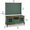 Ver imagem 6 de Conjunto Rack 60811 + Painel 50513 para Sala Pés Luiz Xv 1 Gaveta 2 Portas - Verde Musgo/imbuia
