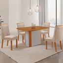 Ver imagem 1 de Mesa de Jantar Isadora 120cm Tampo MDF Laminado Canto Copo com 4 Cadeiras Yasmin