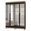 Ver imagem 2 de Guarda-Roupa Solteiro com Pés 4 Portas Batentes com Espelhos Rustic/Preto/Preto Netuno Madesa