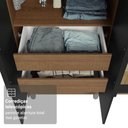 Ver imagem 7 de Guarda-Roupa Solteiro com Pés 4 Portas Batentes com Espelhos Rustic/Preto/Preto Netuno Madesa