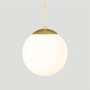 Ver imagem 4 de Pendente Globo Esfera de Vidro Branco Fosco 20cm - Ouro