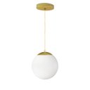 Ver imagem 1 de Pendente Globo Esfera de Vidro Branco Fosco 20cm - Ouro