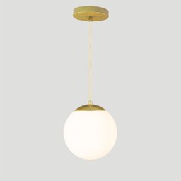 Pendente Globo Esfera de Vidro Branco Fosco 20cm - Ouro - 2