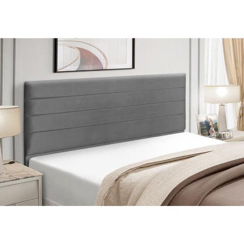 Cabeceira Estofados Casal Queen Quarto 1,64cm Talita Suede Cinza Madelina Decor