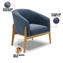 Ver imagem 5 de Kit 01 Poltrona e 01 Puff Stella Suede Azul Marinho Base Madeira Castanho - D’Rossi