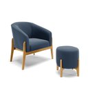 Ver imagem 1 de Kit 01 Poltrona e 01 Puff Stella Suede Azul Marinho Base Madeira Castanho - D’Rossi