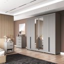 Ver imagem 1 de Quarto Casal com Guarda-roupa 6 Portas, Cômoda e 2 Mesas de Cabeceira Newton