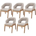 Ver imagem 1 de Kit 05 Cadeiras de Jantar e Estar Living Estofada Lince Nature L02 Bouclê Bege - Lyam Decor